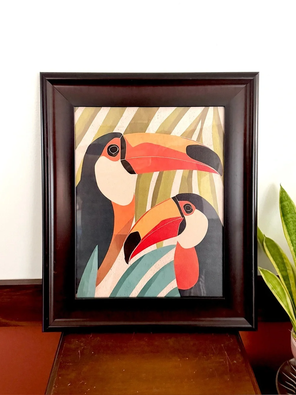 Tropical Toucan Bird Vintage Style Canvas Art Print Framed Wall Hanging Art